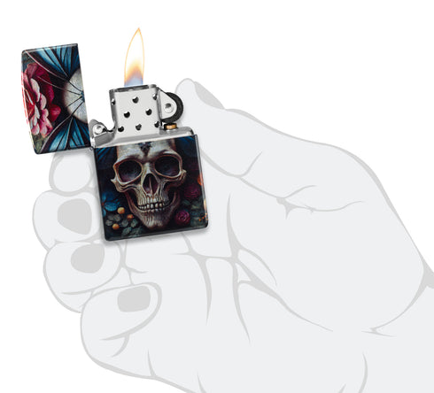 Zippo 46848 vžigalnik Floral Butterfly Skull