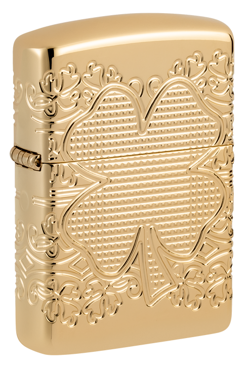 Zippo 46301 vžigalnik Armor Elegant Golden Clover, High Polish Gold Plate