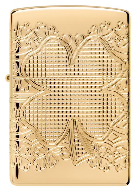 Zippo 46301 vžigalnik Armor Elegant Golden Clover, High Polish Gold Plate