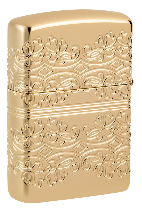 Zippo 46301 vžigalnik Armor Elegant Golden Clover, High Polish Gold Plate