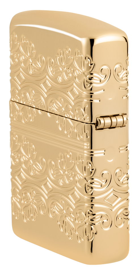 Zippo 46301 vžigalnik Armor Elegant Golden Clover, High Polish Gold Plate