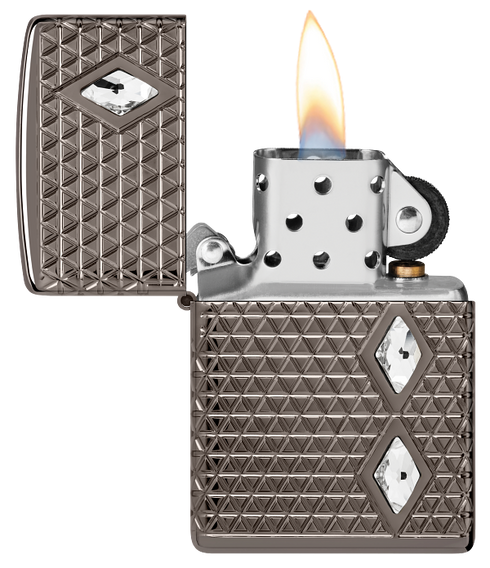 Zippo 46316 vžigalnik Armor Pattern Crystals, Black Ice