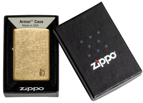 Zippo vžigalnik 46398 Armor Flame, Tumbled Brass