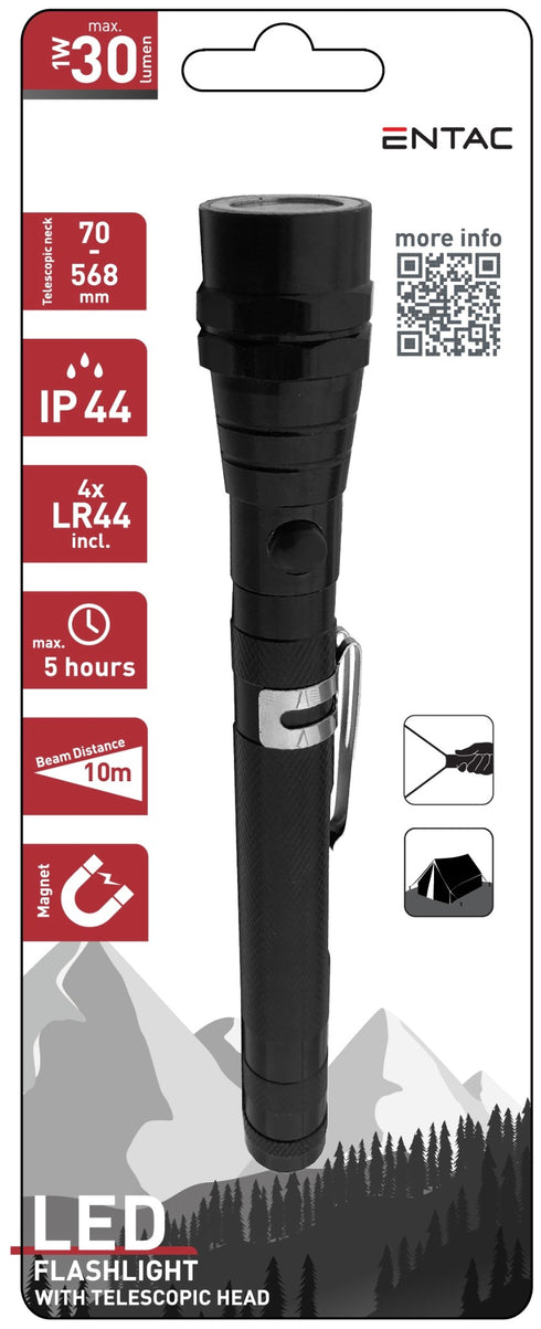 Entac 978420 Baterijska svetilka s teleskopskim vratom 1W 30lm IP44