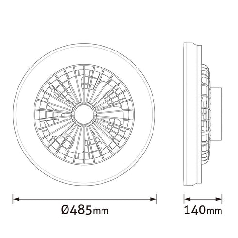 Svetilka stropna Whitney z ventilatorjem, Črna, AFCLCCT-48W-15W-WHB