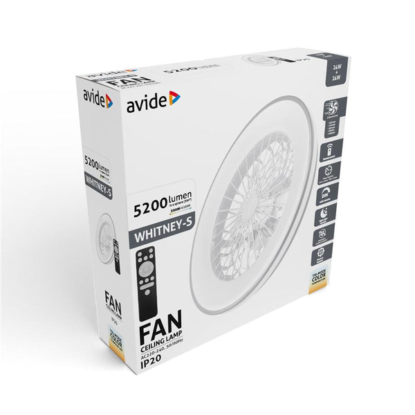 Svetilka stropna Whitney z ventilatorjem, Srebrna, AFCLCCT-48W-15W-WHS