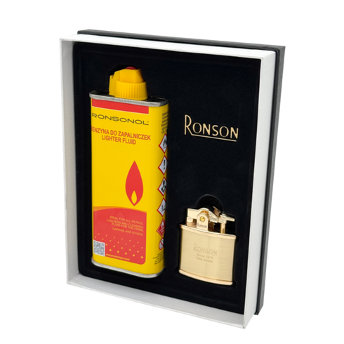 Set darilni Ronson 301001 vžigalnik zlat Nostalgia in Bencin 133 ml