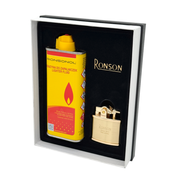 Set darilni Ronson 301001 vžigalnik zlat Nostalgia in Bencin 133 ml