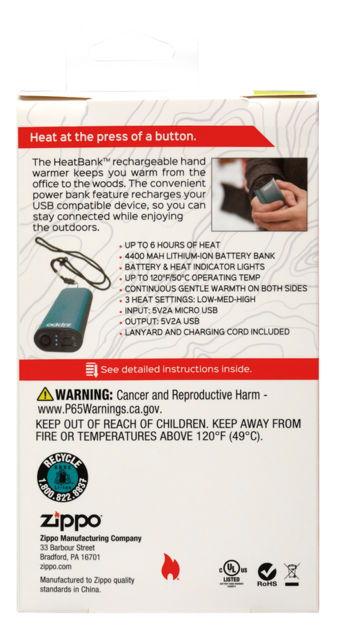 Zippo 2.007.398 HeatBank™ 6 - Polnilni grelec in Power Bank, Modra