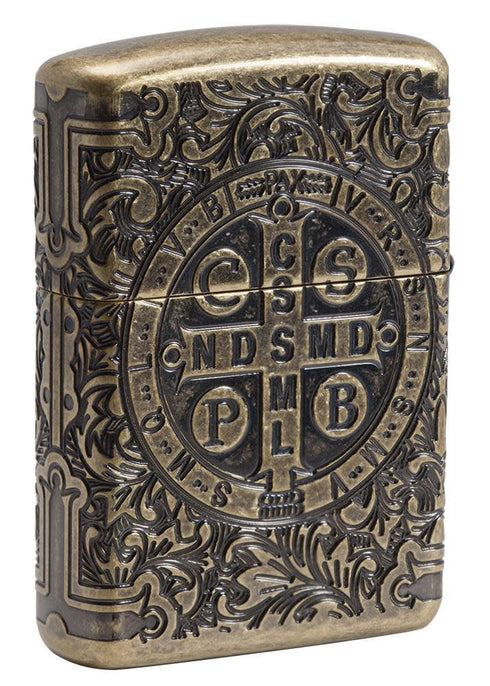 Zippo vžigalnik 29719 St. Benedict, Armor® Antique Brass