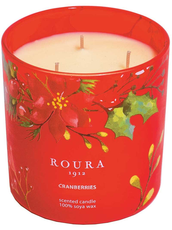 Roura 333501.224 Sveča Cranberries 400g - Aroma 3 v 1, 3 stenji
