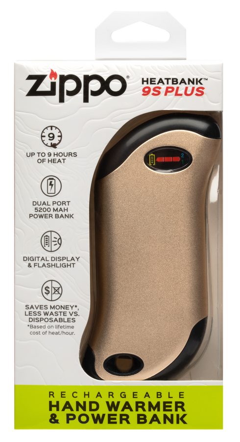 Zippo 2.007.360 HeatBank™ 9s PLUS Grelec za roke in USB polnilec, Zlat