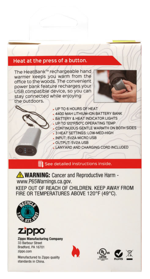 Zippo 2007390 HeatBank™ 6 - Polnilni grelec in Power Bank, Srebrn