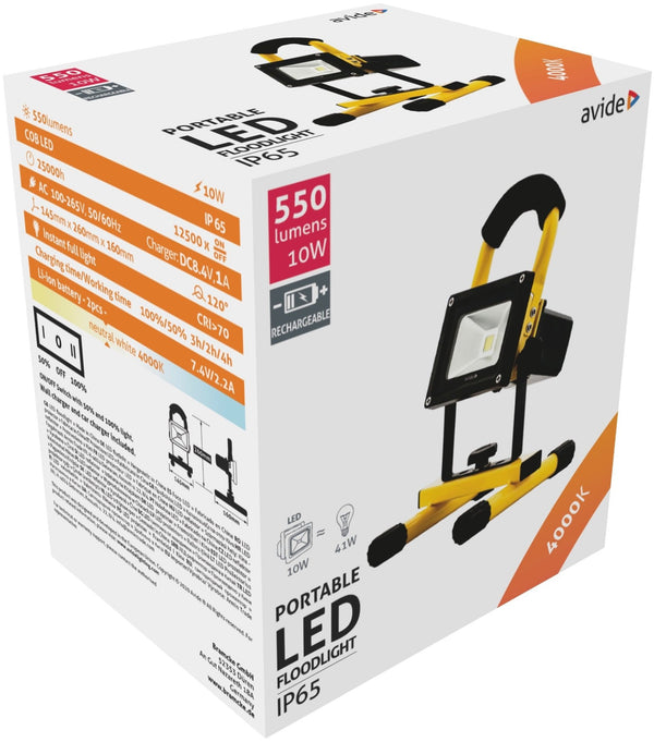 Avide 907086 Polnilni reflektor LED 10W 4000K 550 lm
