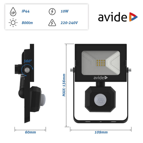 Avide 908984 Reflektor s senzorjem SMD LED 10W NW 800 lm