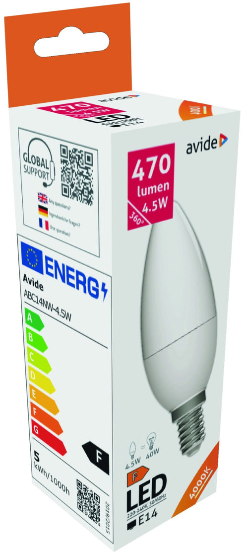 Avide 931067 Žarnica Candle LED 4.5W E14 4000K 470lm C35