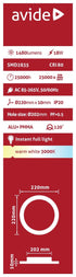 Avide 281277 Svetilka stropna vgradna LED 18W 3000K 1480lm