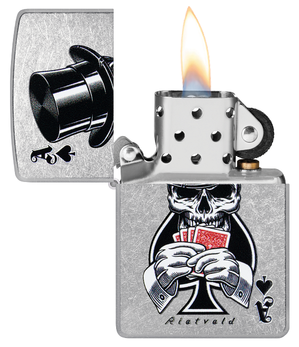 Zippo 47112 vžigalnik Gentleman Skull & Poker by Rietveld