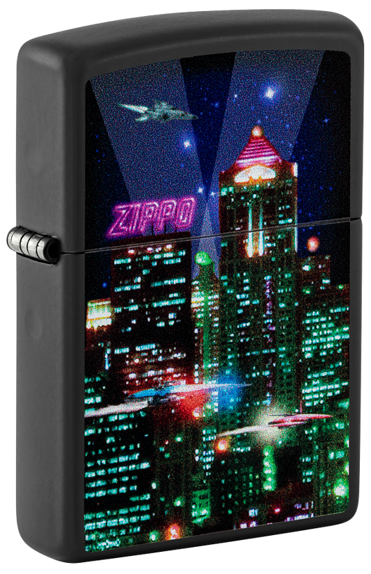 Zippo 48506 vžigalnik Cyber City, Black Matte