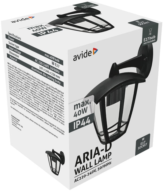 Svetilka zunanja Aria max40W 1xE27 IP44 črna AOWL-1XE27-ARIA-D