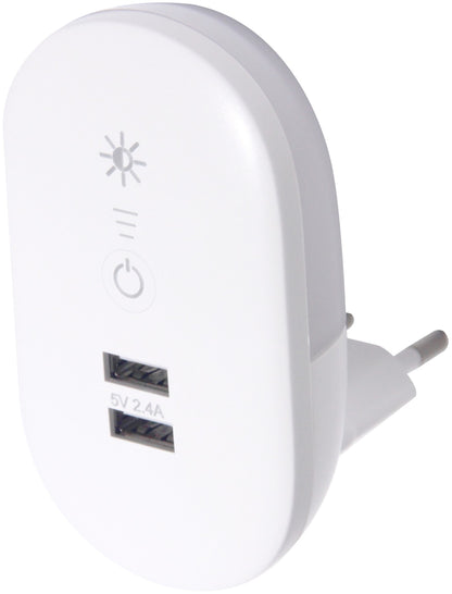 Entac 95847 Svetilka nočna senzor oval 1.5W 3000K 2xUSB