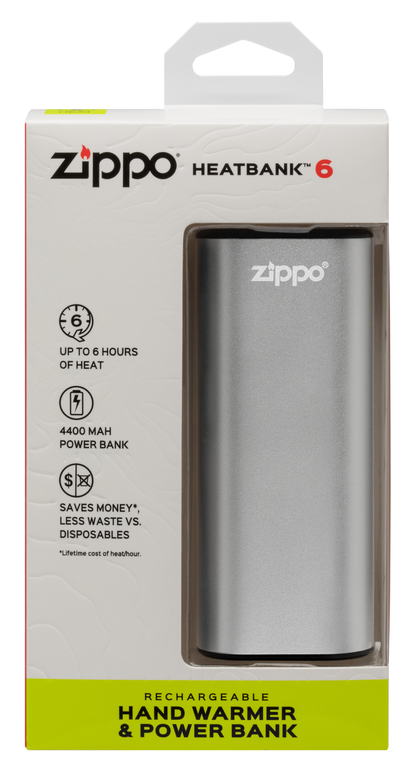 Zippo 2007390 HeatBank™ 6 - Polnilni grelec in Power Bank, Srebrn