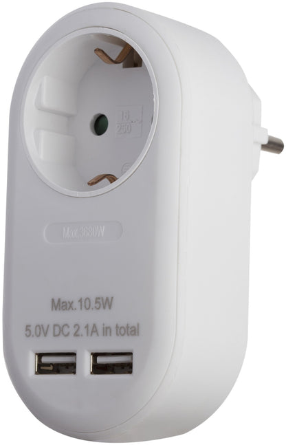 Entac 984728 Razdelilec 1x 16A in 2x USB bel