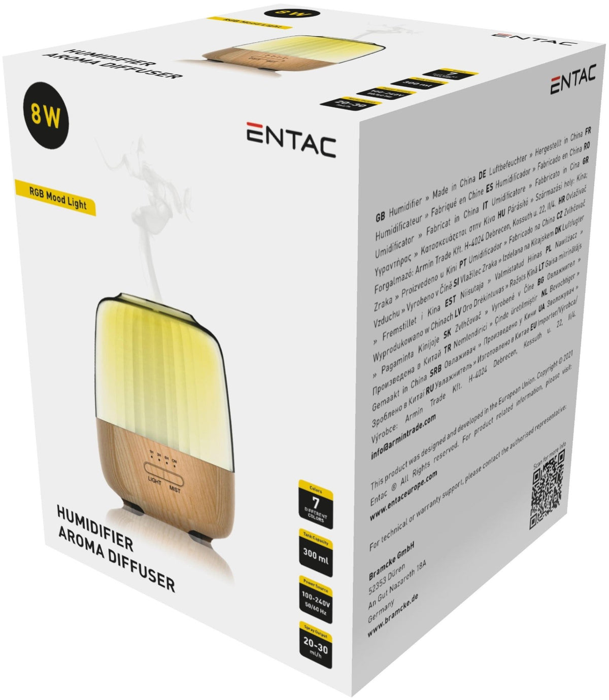 Entac 985947 Vlažilec zraka z aromaterapijo z lesenim dekorjem